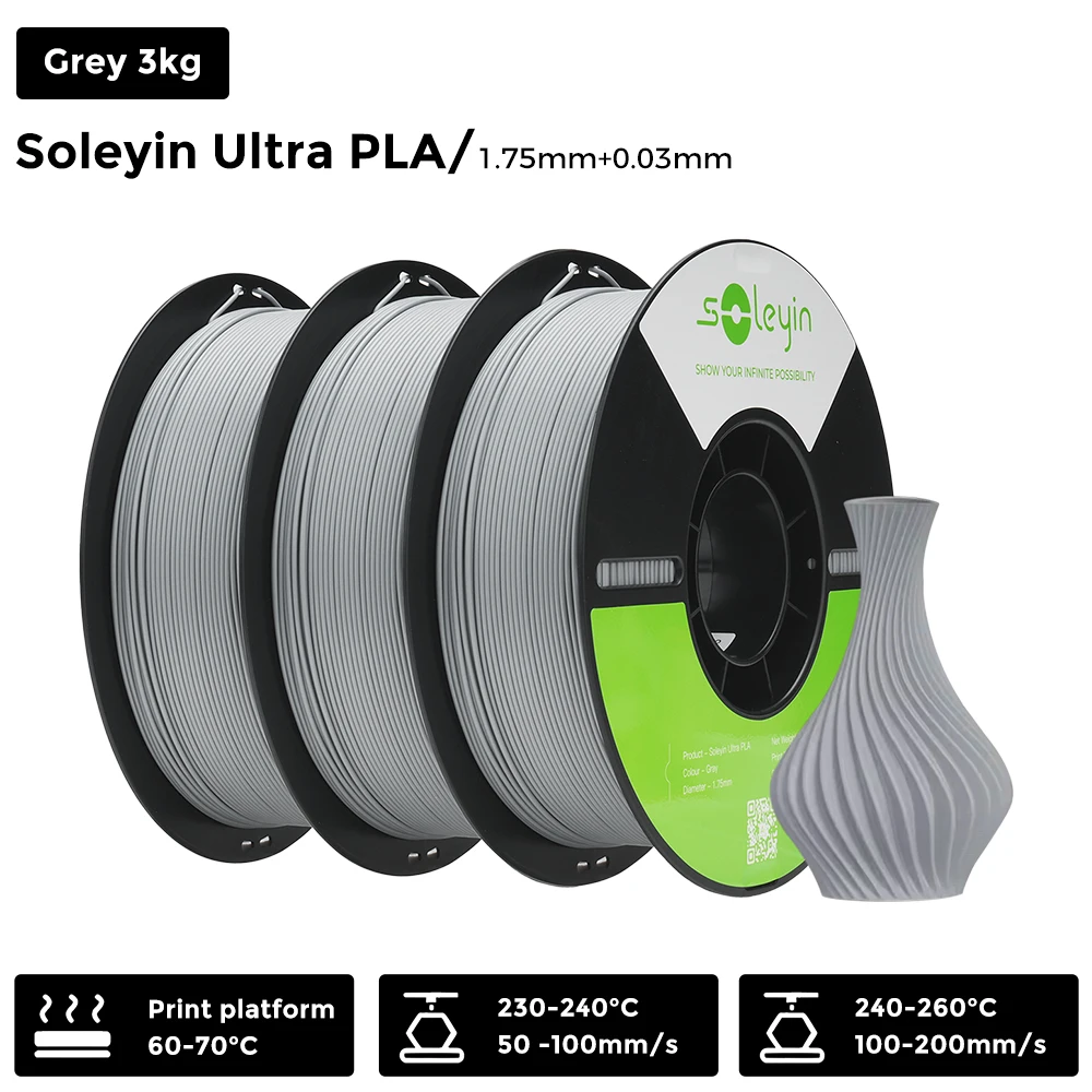3/5/10 PCS Creality Soleyin Ultra PLA 1,75 mm 3D-printerfilament Hi-Strength Low-Shrink Milieuvriendelijk voor Creality K1 MAX/K1C