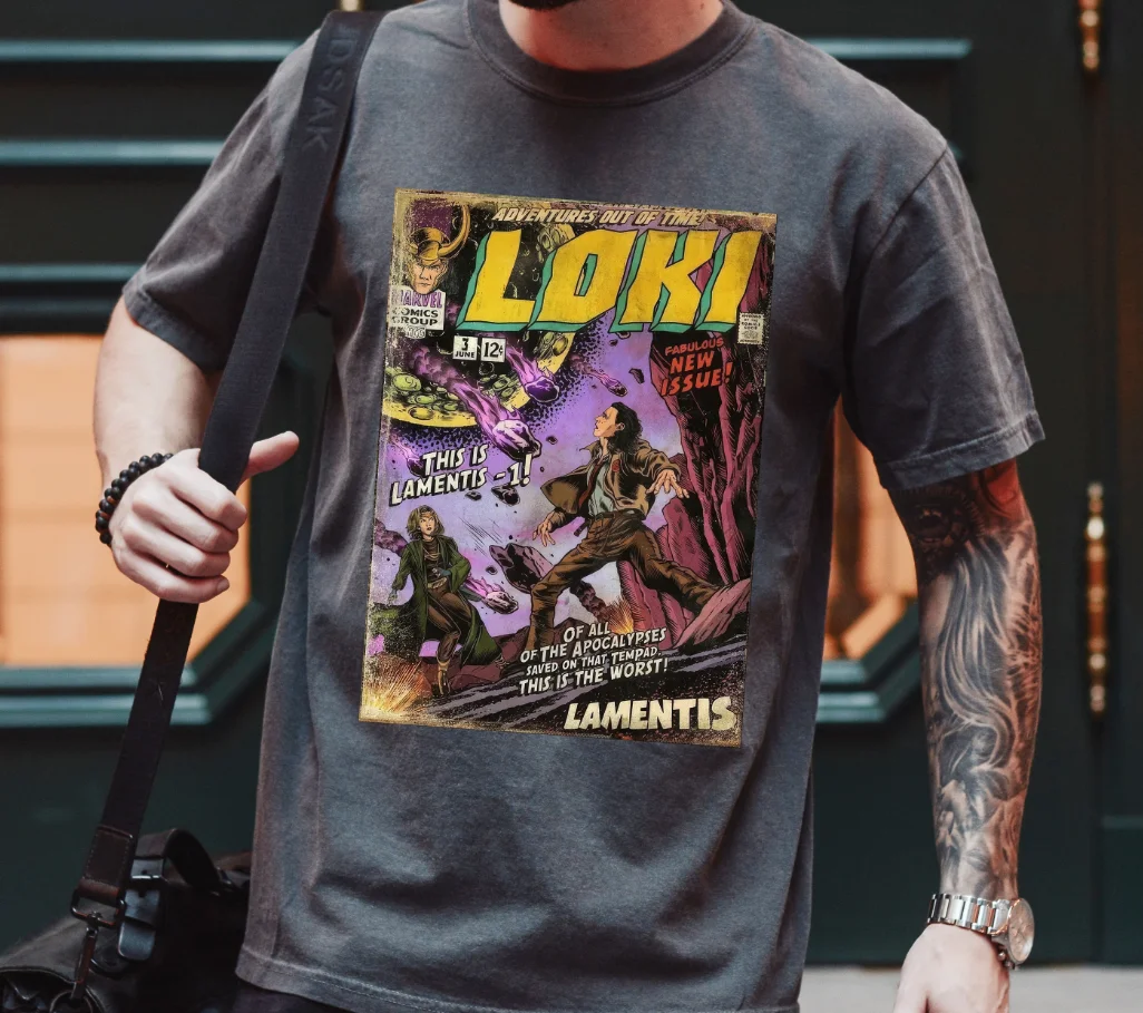 Marvel Loki God of Mischief Camisa Camisa Loki Camisa de Los Vengadores Camisa retro de cómic de Marvel, Camisa a juego familiar de Disneyland