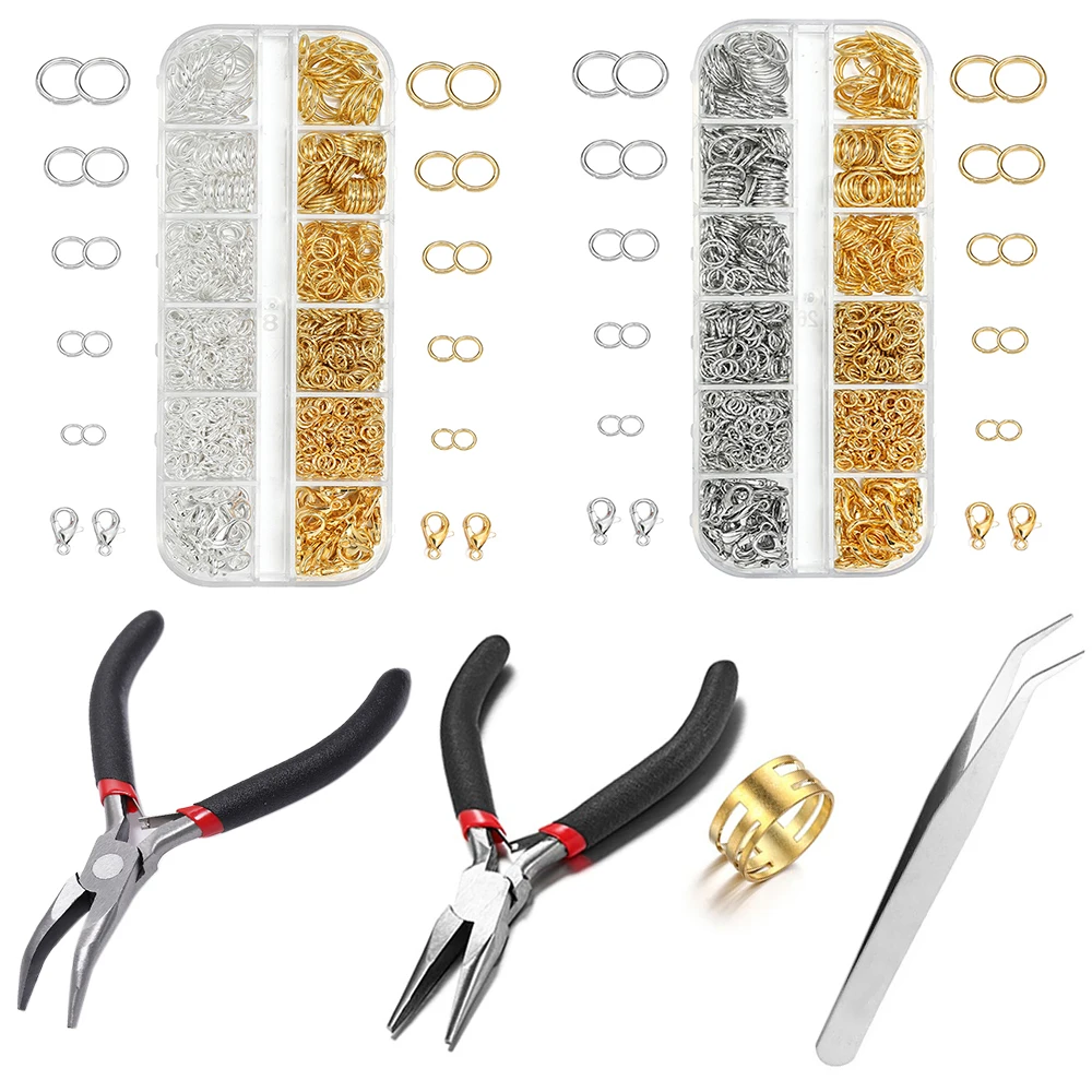 1Box Jewelry Findings Kits Open Jump Rings Lobster Clasps Hooks Pliers Tweezers For DIY Bracelet Necklace Jewelry Making Kits