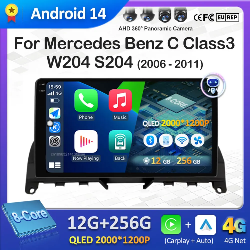 

Для Mercedes Benz C Class3 W204 S204 2006 2007 2008 2009 2010 2011 Android 14 интеллект системы Bluetooth охлаждающий вентилятор GPS Navi