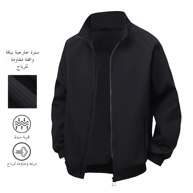 

Dujia 2025 Spring Autumn Men's Faion Casual Versatile Stand Collar Jaet Outerwear Stand Fit Long Sve Polyester Fiber