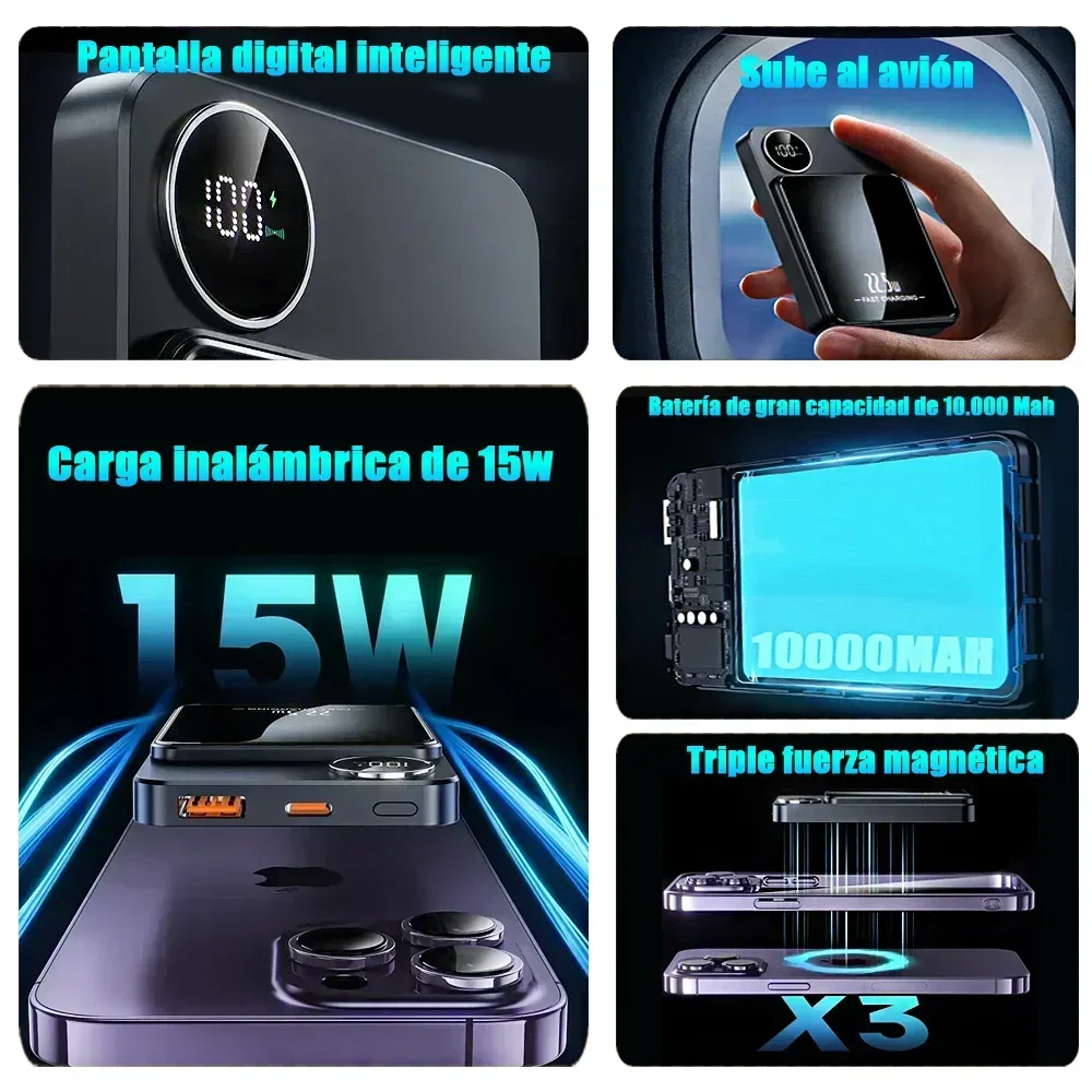 

10000 мАч 22,5 Вт зарядка беспроводной магнитный внешний аккумулятор портативный внешний аккумулятор адаптер PowerBank для IPhone Samsung Huawei