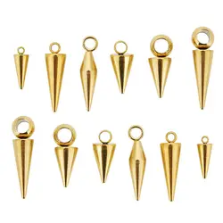 10PCS Stainless Steel Cone Bullet Charms Pendants Retro Spike Beads Pendants for Women Man Hoop Earring Jewelry Making Supplies