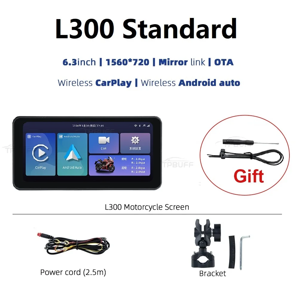 L300 6,3 inch IPS touchscreen motorfiets Carplay Moto navigatie Android Auto IPX7 waterdicht stofdicht anti-drop voor onderbeen