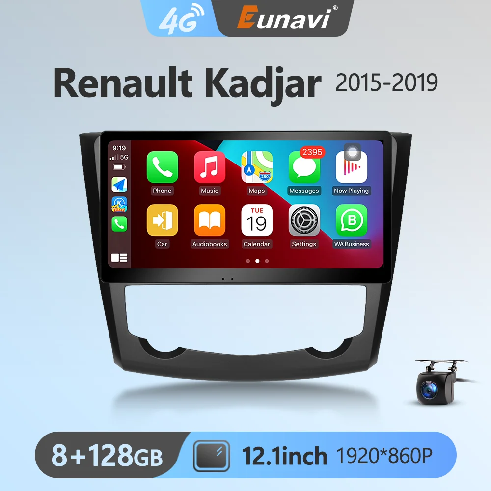 

Eunavi 2din Car Multimedia Video Player For Renault Kadjar 2015 - 2019 Android 13 Navigation GPS QLED 1920*860P 4G Carplay