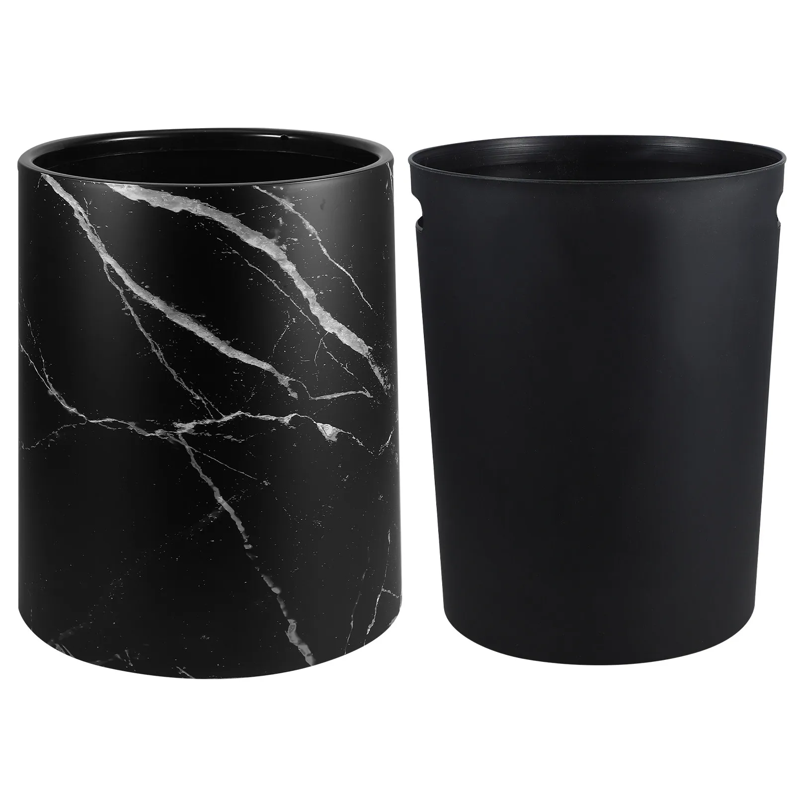 

Round Marble Texture Trash Can Small Lidless Large Capacity Garbage Bin Plastic Waste Container for Bathroom Office