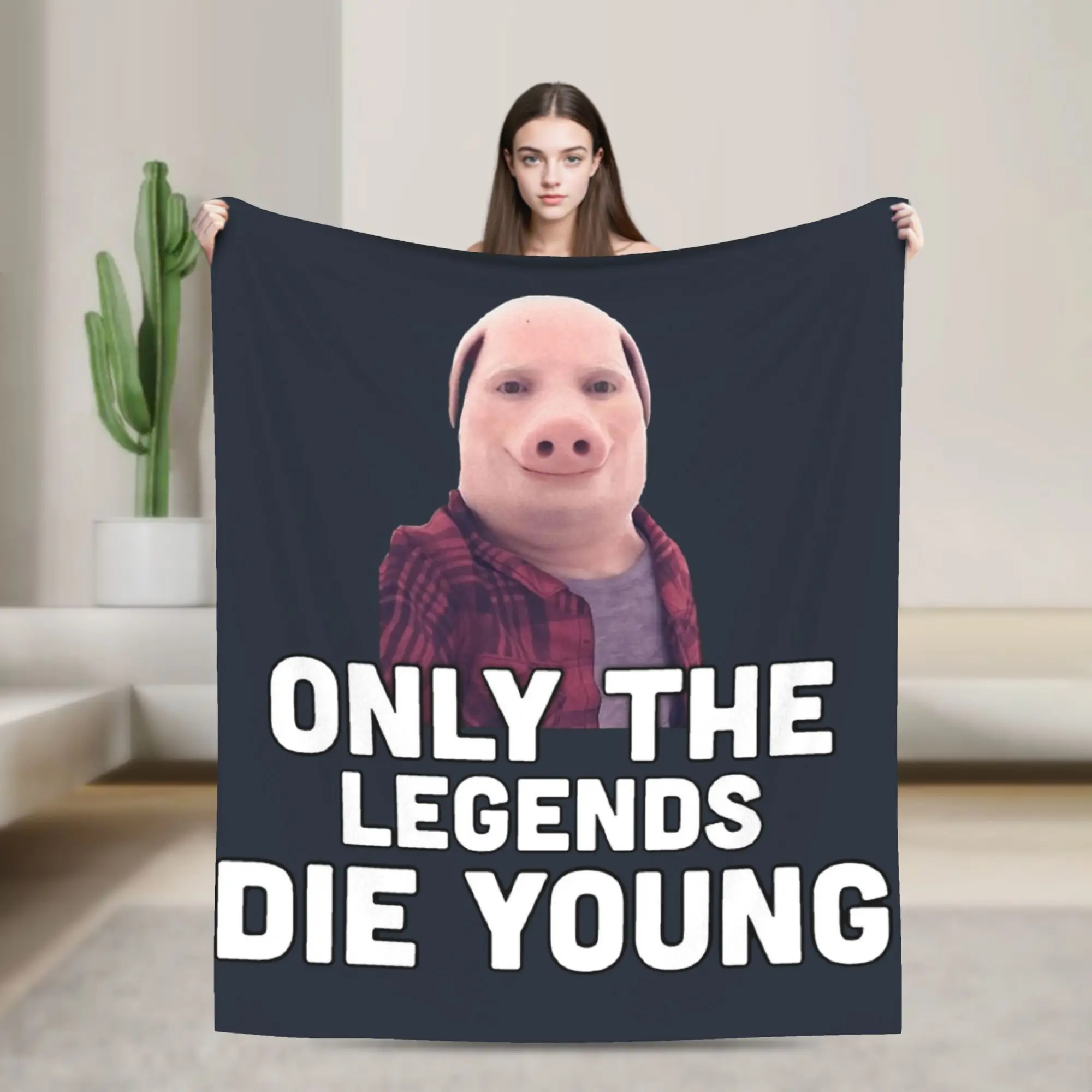 

John Pork Funny Pig Blankets Fleece Spring/Autumn Multifunction Super Warm Throw Blanket for Bedding Outdoor Rug Piece