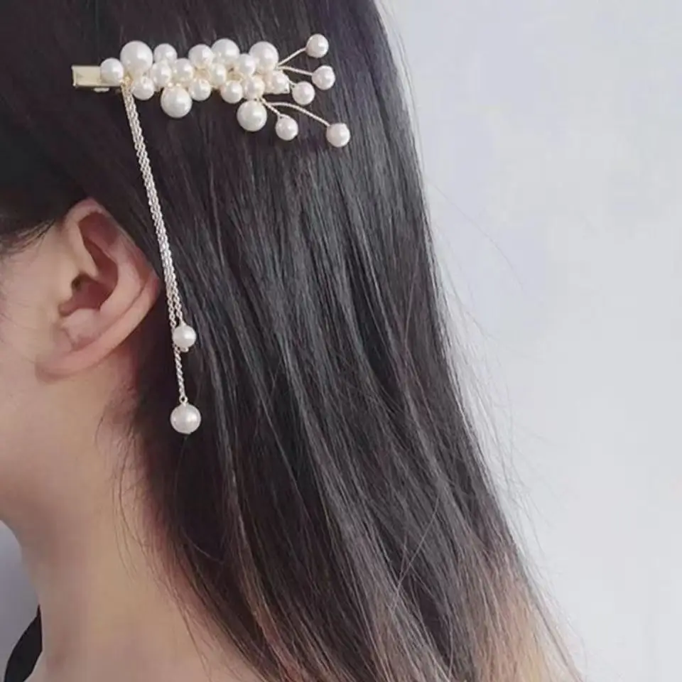 

Женская свадебная новая модная женская элегантная длинная жемчужная кисточка, простая заколка для волос, аксессуары для волос для девочек, головные уборы