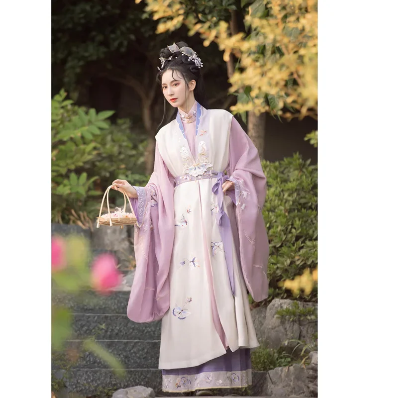 ZhongLingJi-Robe Hanfu Brodée Papillon de la ociastie Ming Originale pour Femme, Robes de brevFolklorique Traditionnelles Chinoises DegradStage