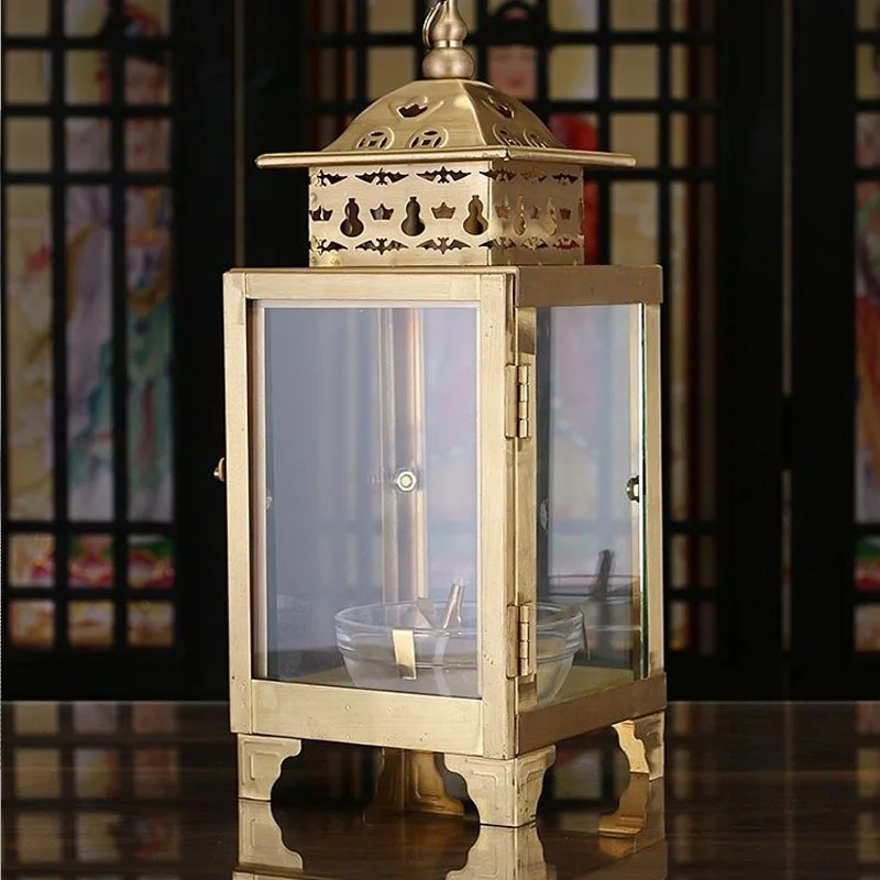 Copper oil  butter   windproof  outdoor lampshade, temple everlasting   god Buddha offering lamp