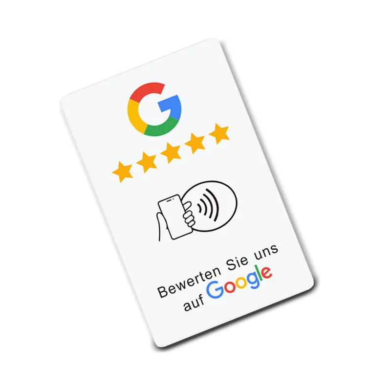 Deutsches Schreiben von NFC-gedruckten Karten, Plattenaufklebern, Ständer für Google Bewertungen, Instagram, WhatsApp, Hahn NFC