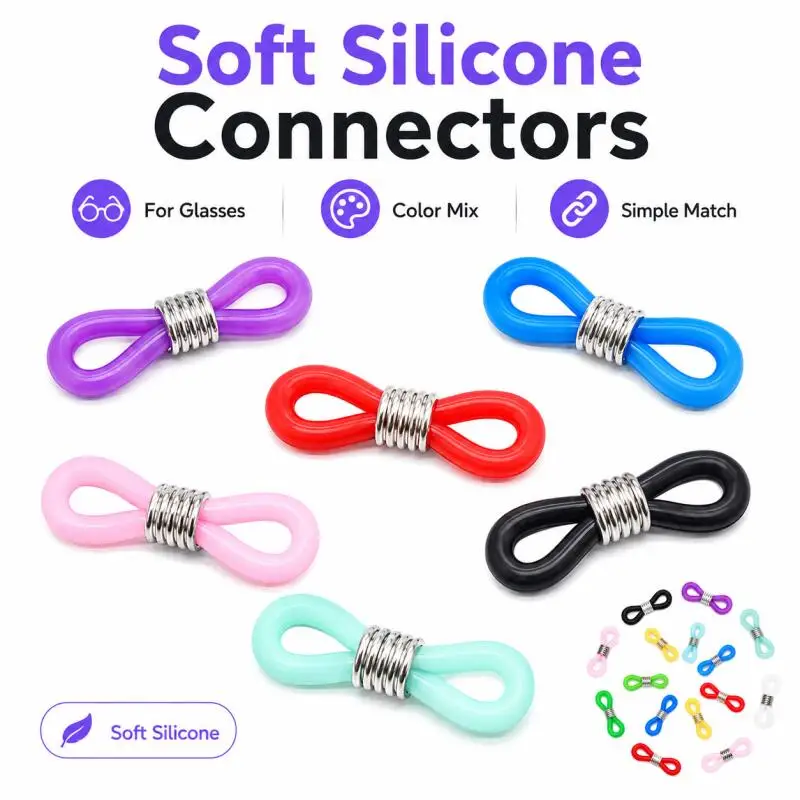 10~30pcs  Spring Rubber Silicone Ends Connectors for Eyeglasses Sunglasses Chain Holder Necklace Loop