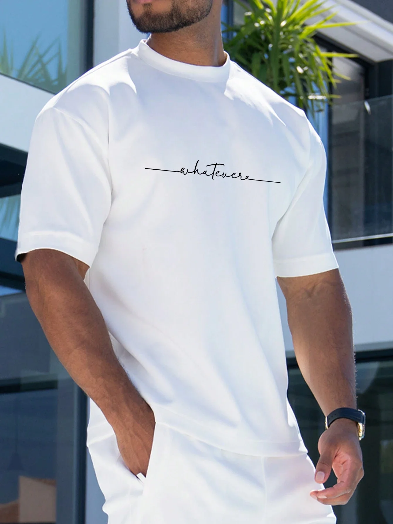 

Мужская летняя повседневная футболка с круглым вырезом и короткими рукавами с буквенным принтом