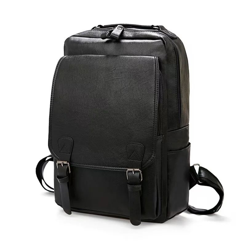 High Quality Waterproof Backpack Men Casual Luxury Designer Bags Travel Pu Leather Backpacks Retro College School Bag Man