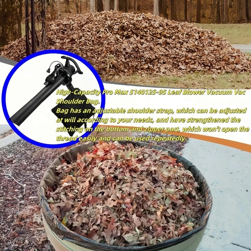 5140125-95 Leaves Blower Vacuum Vac Shoulder Bag 24 Gallon Fabric Debris Collection Bag with Shoulder Strap for Yard Leaves M4YD