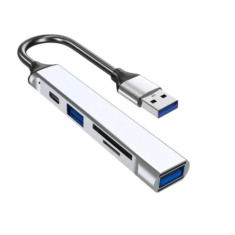 20CB محور USB مريح مع بيانات النوع C ، USB 2.0 ، وقارئ بطاقة قارئ البطاقات للمكتب والمدارس ومركز التسوق