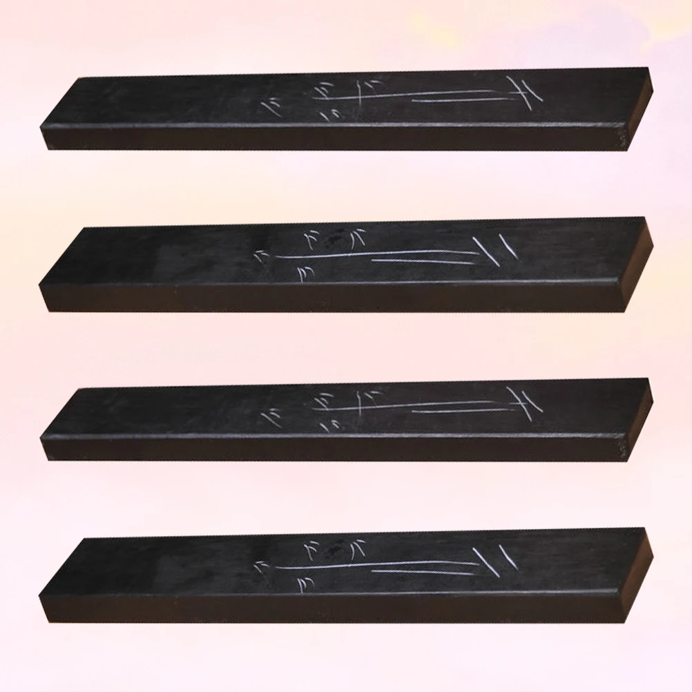 

4 Pcs Marble Ruler Calligraphy Paperweight Delicate Stationery Supply Stone Black Student