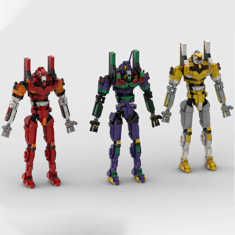 

2466 шт. MOC Neon Evangeliones EVAes, пакеты единиц, аниме, меха, сделай сам, модель, строительные блоки, игрушки на день рождения, подарок в сборе для детей