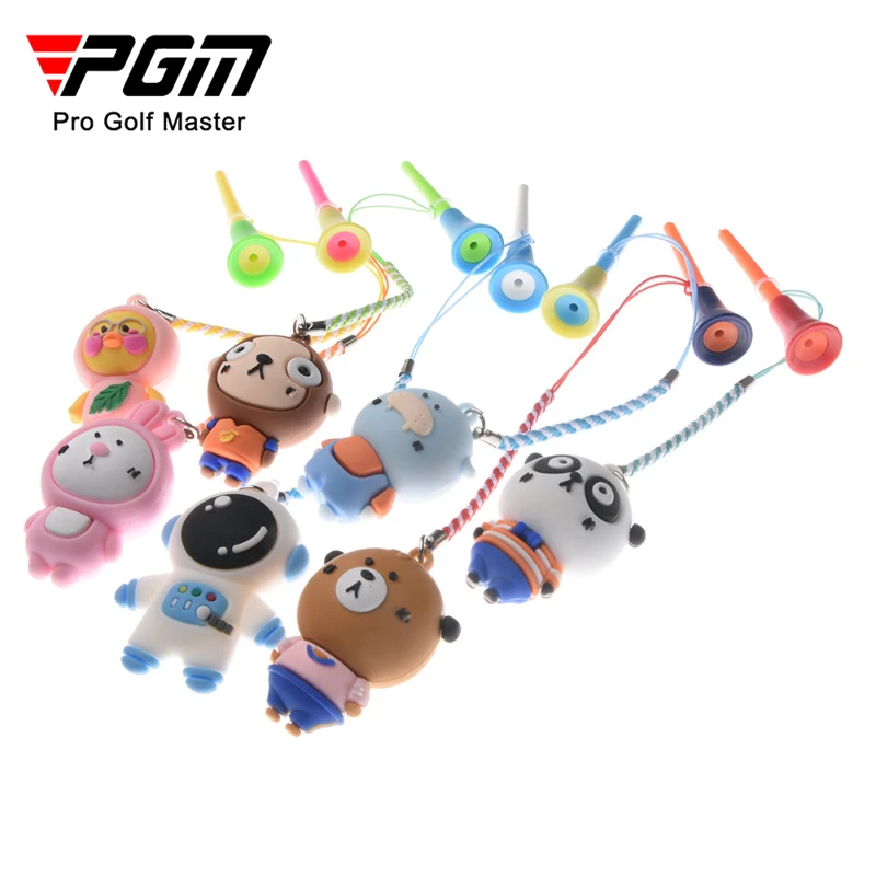 

PGM 5pcs Golf Tees Random Color Rubber Nail Plastic Ball Seat with Anti Loss Rope Cartoon Pattern TA125