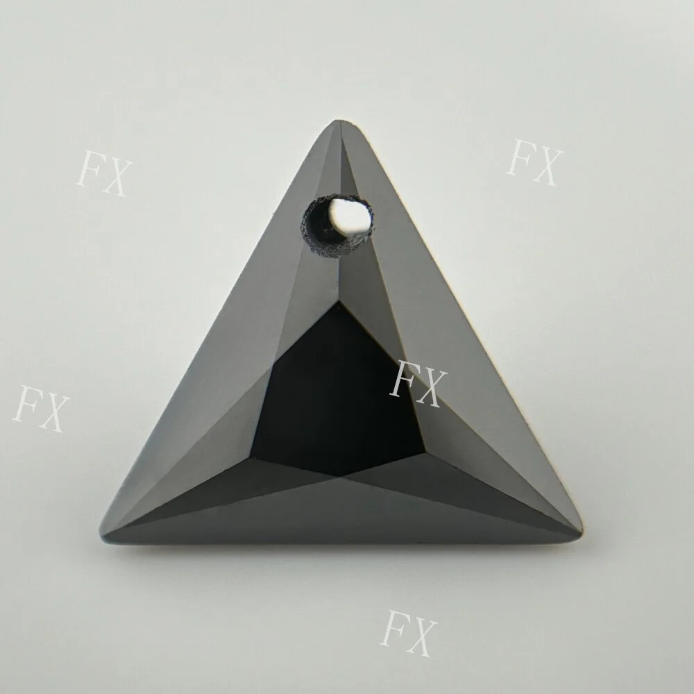 Single Hole 5x5mm~12x12mm Triangle Shape Black Cubic Zirconia Stone Brilliant Cut Loose CZ Synthetic Gems