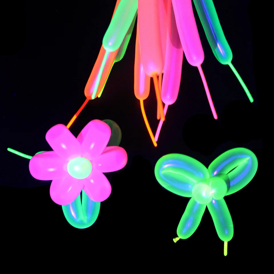 50PCS UV Glow Latex Long Balloons Neon Magic Air Ballooon Ballon For Modeling Kids Birthday Wedding Glow Party Decoration