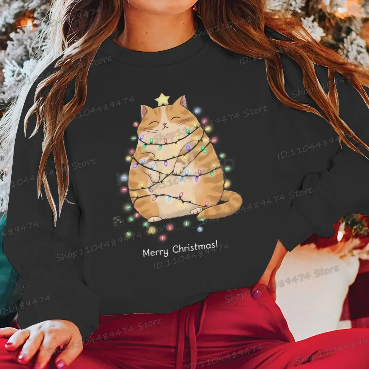 مضحك الزنجبيل القط عيد ميلاد سعيد بلوزات أزياء الرجال النساء الكرتون هوديس هدية عيد الميلاد طويلة الأكمام الصوف عيد الميلاد البلوز