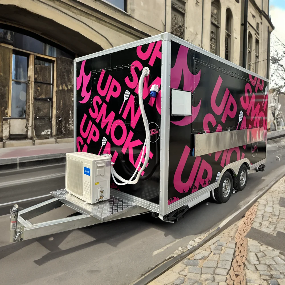 

Europe Standard Mobile Food Truck Pizza Burger Ice Cream Coffee Food Trailer With Full Kitchen Equipments