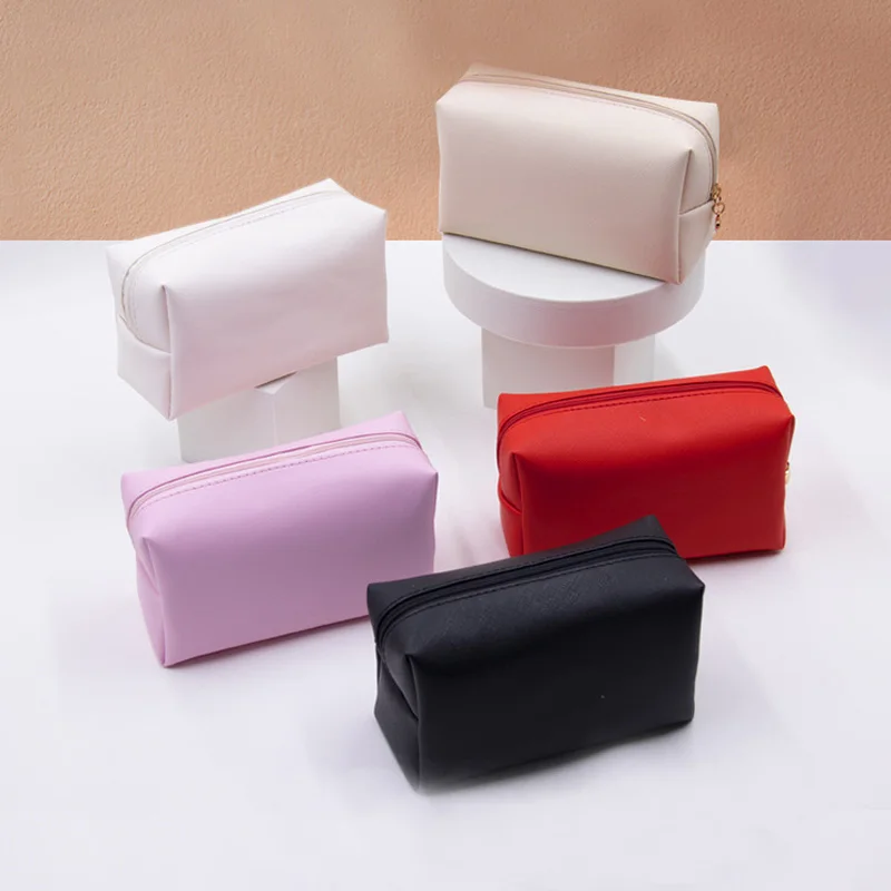 1 Pc Small Women Cosmetic Bag PU Leather Waterproof Zipper Make Up Bag Travel Washing Makeup Organizer Beauty Case