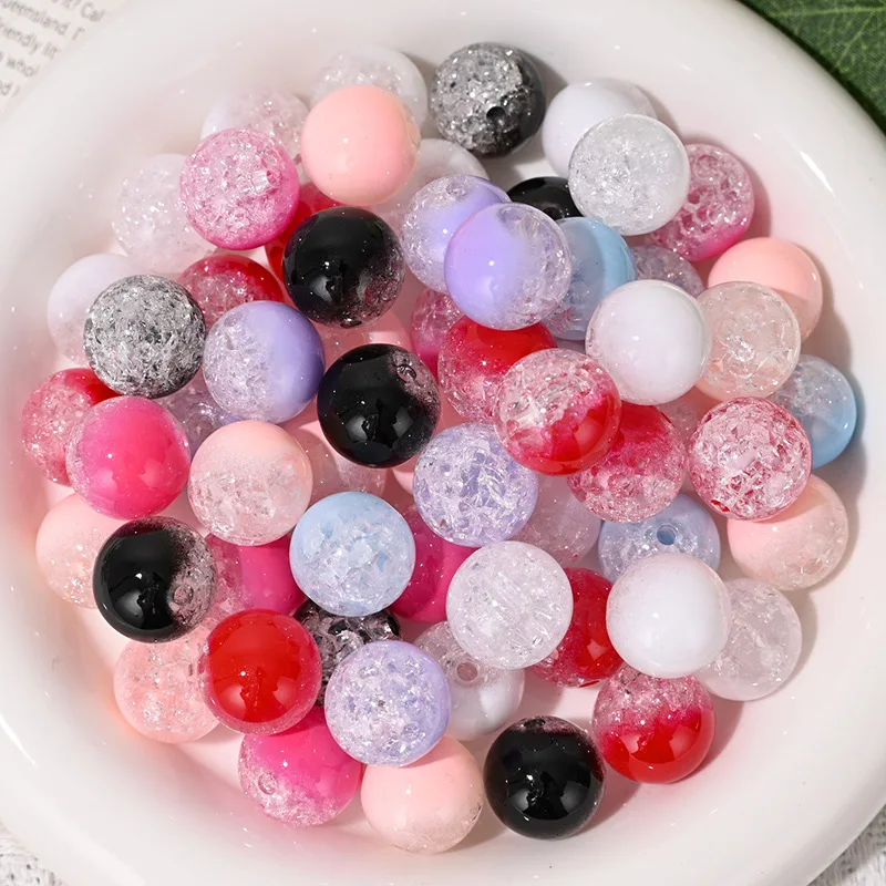 10Pcs 16mm Mixed Gradient Rock Candy Round Beads Through Hole Spacer Beads Handmade DIY Jewelry Craft Accessories
