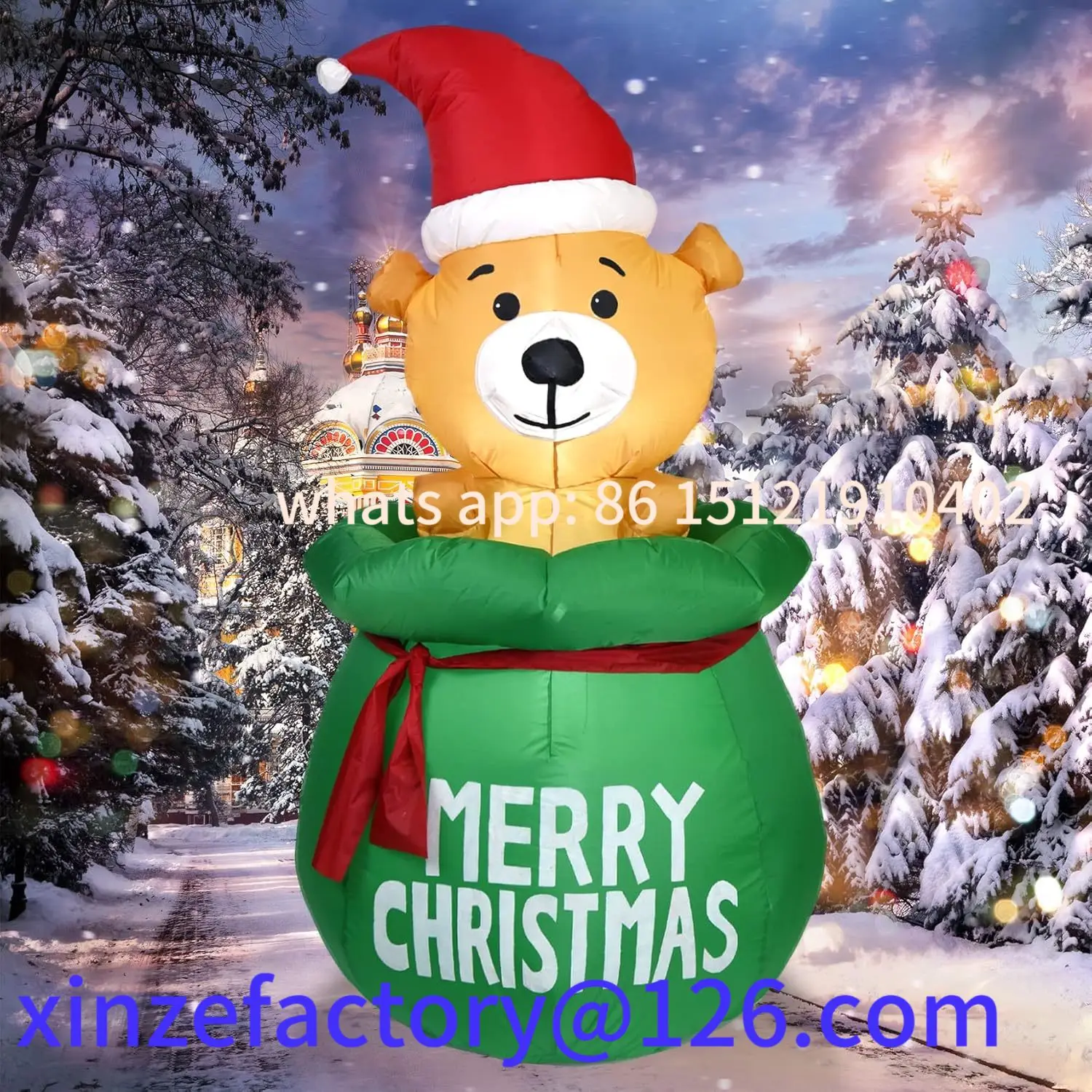 

Customizable Christmas Decoration Christmas Air Mould Inflatable Glowing Gift Bag Puppy