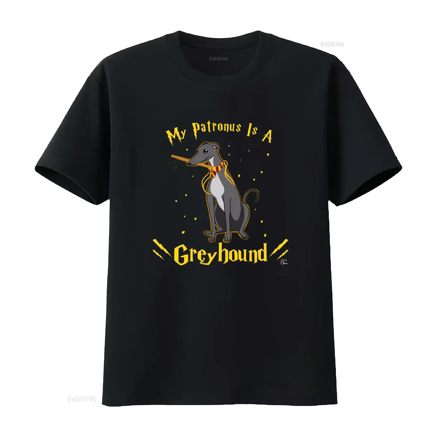 

1T T Shirt Mens My Patronus Is A Greyhound Dog vintage Washed Stylish streetwear Comfortable Slightly designer clothes