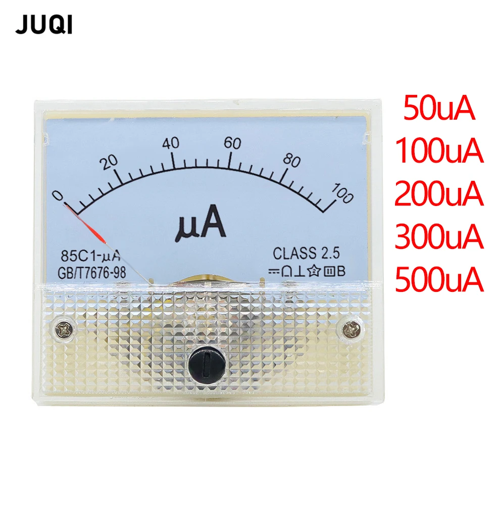 85C1-uA DC μA 50UA 100UA 200UA 300UA 500UA Analog Panel Pointer type DC ammeter 85C1-A mechanical meter ammeter