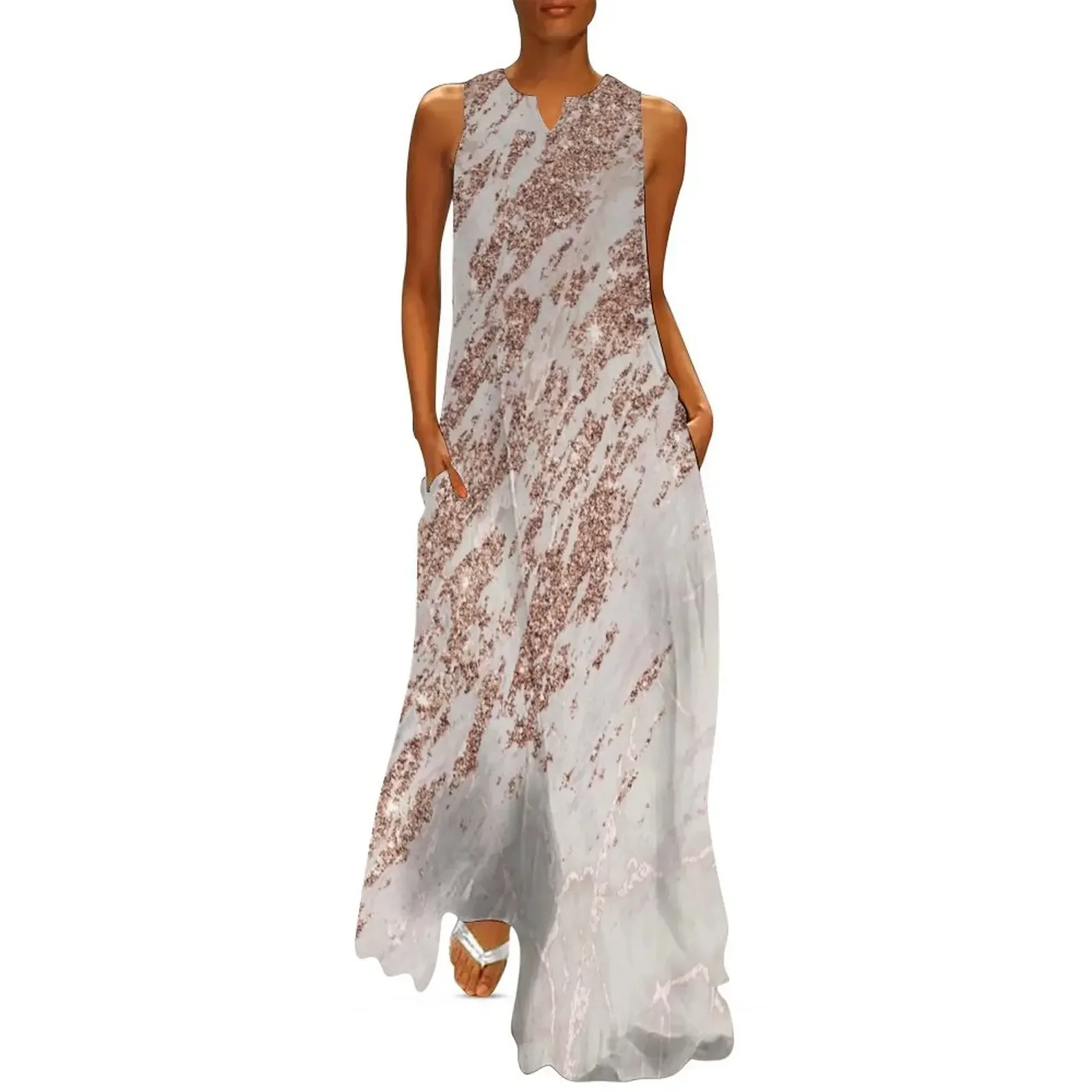 

Awesome Marble Rose Gold Pattern Gift Long Dress loose summer dress Women dresses summer dress summer fairy