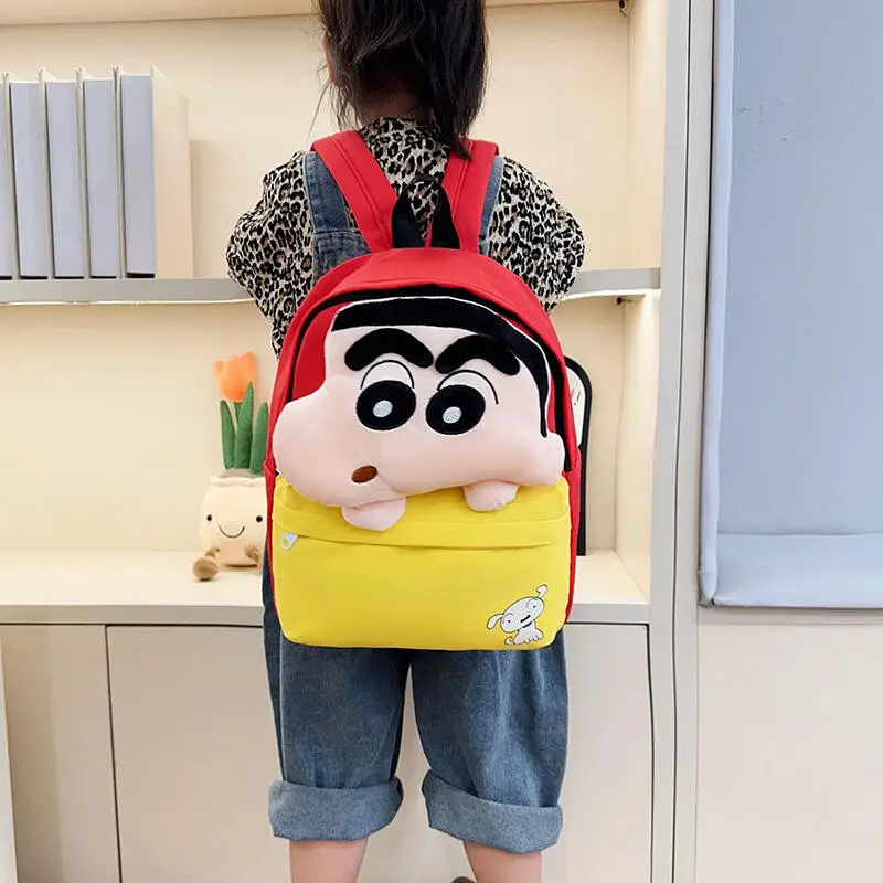Kawaii Plush Crayon Shinchan Backpack Fluffy Rucksack Multi Pocket Daypack for Daily Commute Casual Trips Outdoor Walking