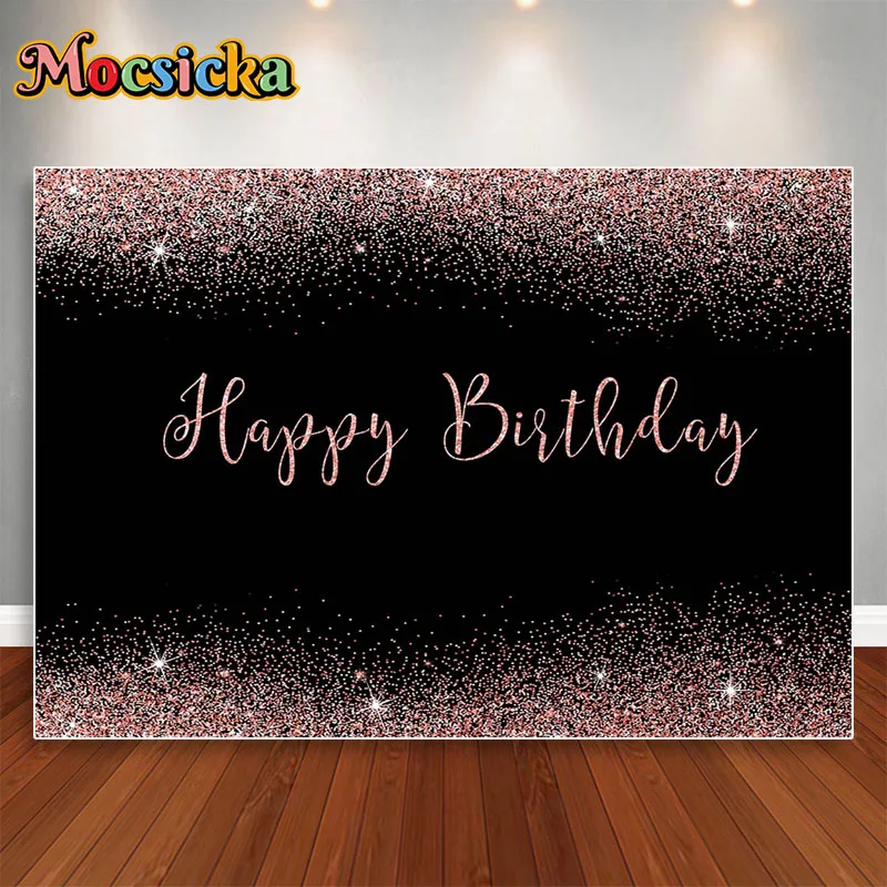 Mocsicka Custom Naam Glitter Verjaardagsfeestje Banner Achtergronden Baby Shower Kind Kid Naam Fotografieachtergrond Fotostudio