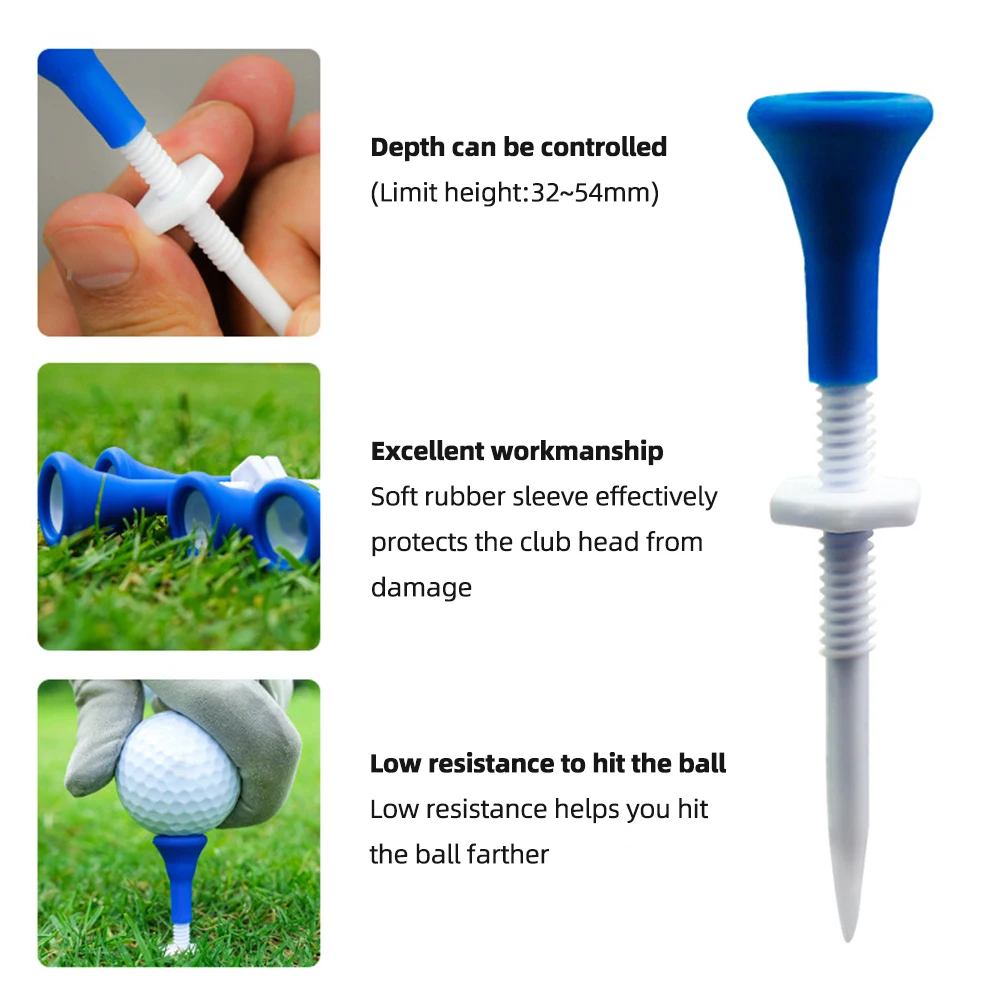 5pcs Golf Tee Holder Adjustable Height Mini Golf Training Ball Nails Portable Reusable Training Aids Golf Game Accessories