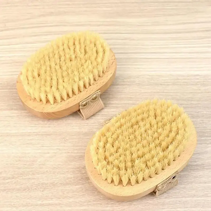 Natural Bristle Brush Soft Wet Dry Skin Body SPA Brush Bath Massager Home