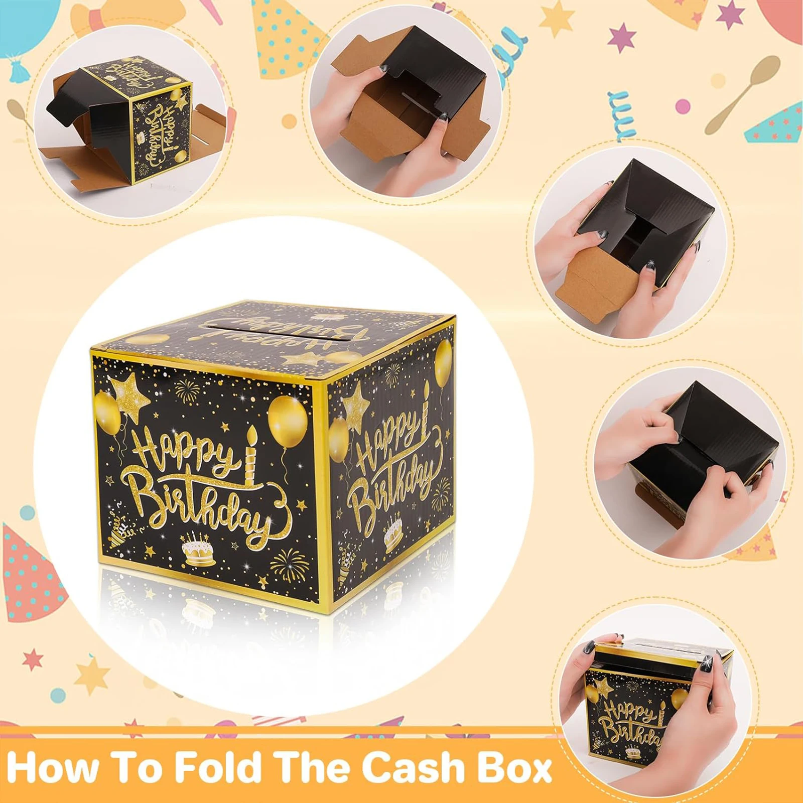 OurWarm New Birthday Cash Pull Gift Box Money Pulling Box Cash Gift Box Cash Black Money Clip Funny Surprise Birthday Cake Decor