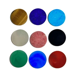 Natural Lapis Malachite Agate Shell Turquoise Rhodonite Tiger Eye Flat Round Disc Gemstone