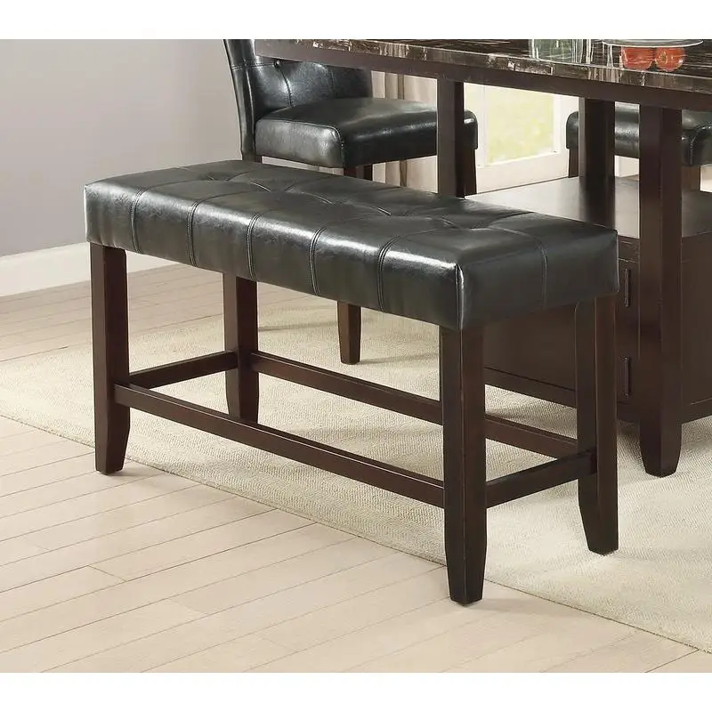 طقم طعام مكون من 6 قطع مع مساحة تخزين، سطح طاولة رخامية صناعية، 4 كراسي عالية مع مقاعد معنقدة من الجلد الصناعي الأسود، مقعد واحد