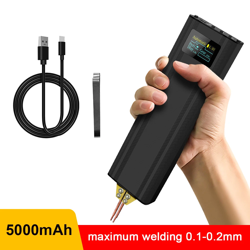 Mini soldador por puntos de mano, máquina de soldadura por puntos portátil con pantalla Digital ajustable de 80 engranajes, gatillo automático para baterías 18650