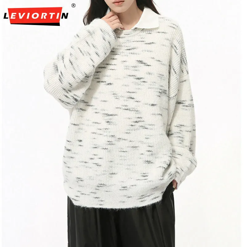 2024 Autumn New Product Fashion Korean Men's Round Neck Top Casual Color Contrast Plush Knitted Sweater Couple's Sweater Hoodie