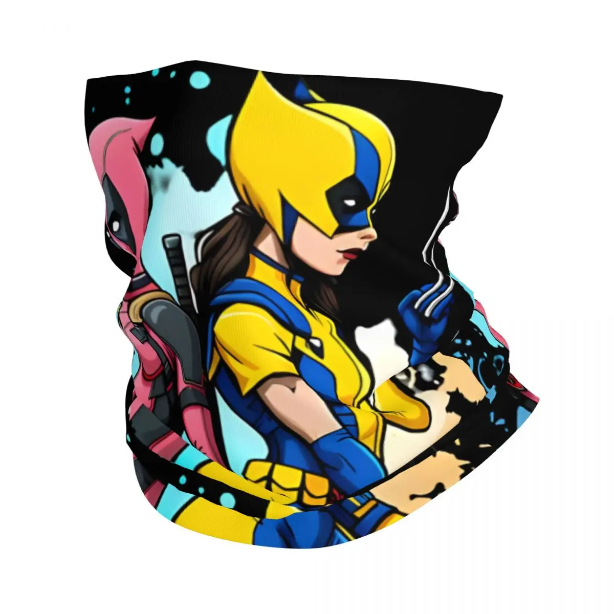 Chic Neon Heroines Bandana Neck Cover Motorcycle Club Deadpool & Wolverine Face Scarf Cycling Scarf Hiking Unisex Adult Winter