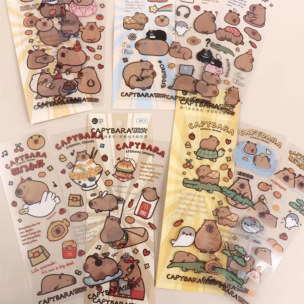 Animals Capybara Capybara Guka Stickers Waterproof DIY Sticker Capybara Stickers Toy Cartoon Brown Animals Stickers Phone Decor