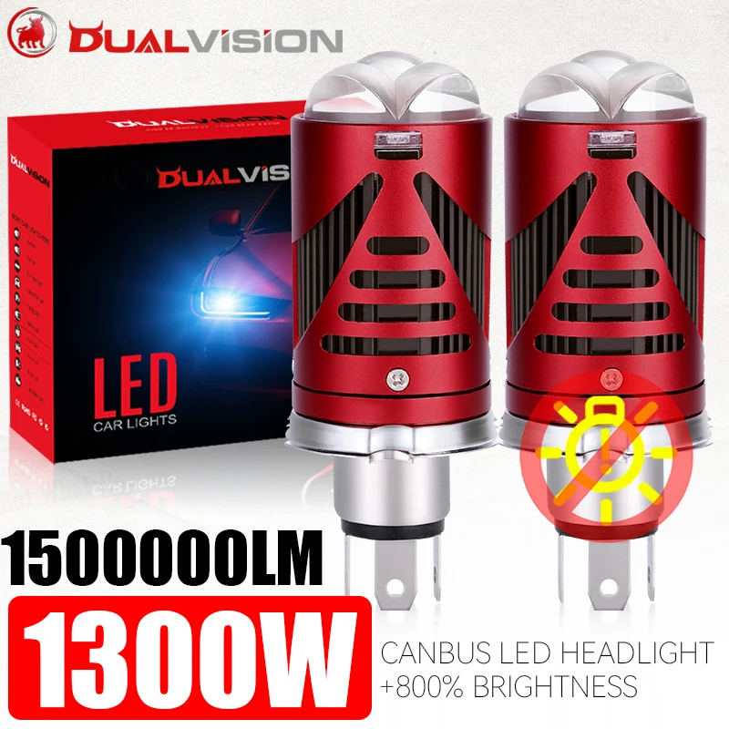 

Mini H4 Bi LED 1300W 1500000LM Mini Projector Lens Car Headlight Turbo Lamps Canbus Plug&Play Motorcycle Dual High Low Beam 12V