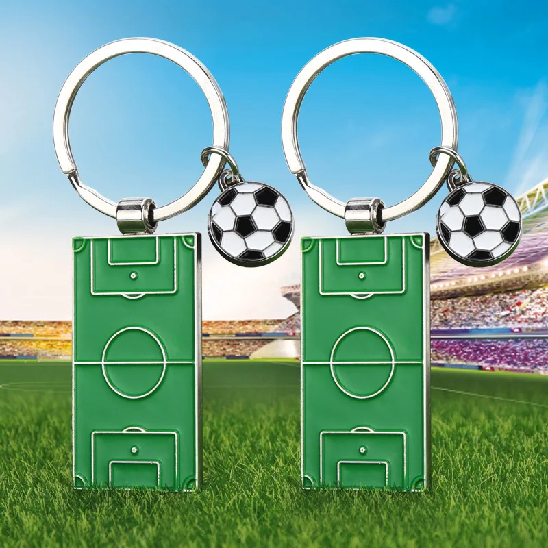 Men Football Field Soccer Key Chain Holder Playground Sports Souvenir Keyring Ornament Keychains Jewelry Football Fans Club Gift