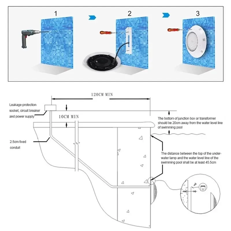 IP68 Waterproof Luzes LED Piscina, Wall-Mounted Luzes subaquáticas, Cor Mudar RGB Lâmpada, Piscina Lamp, 12V Controle Remoto