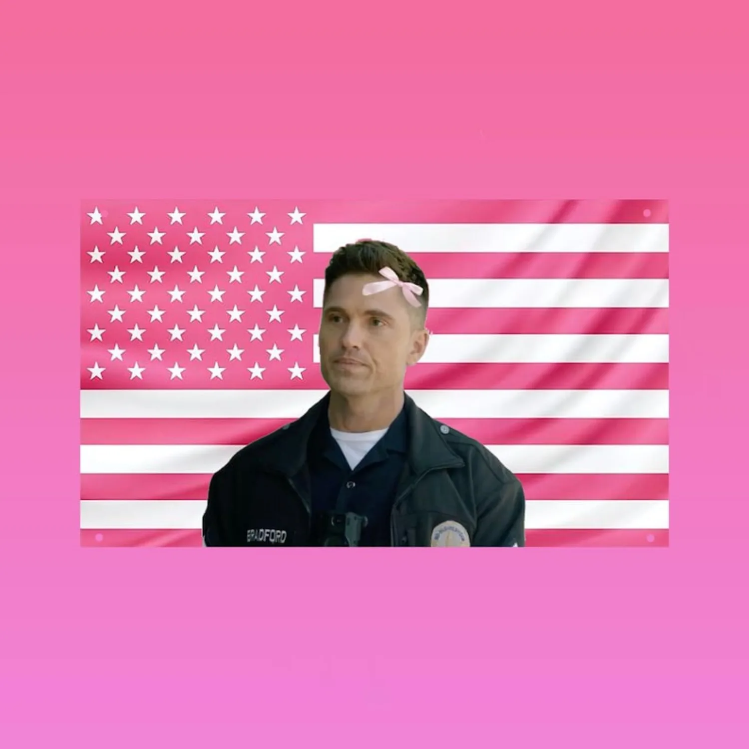 1pc T-Tim B-Bradford The Rookie Tapestry com Bandeira dos EUA Rosa