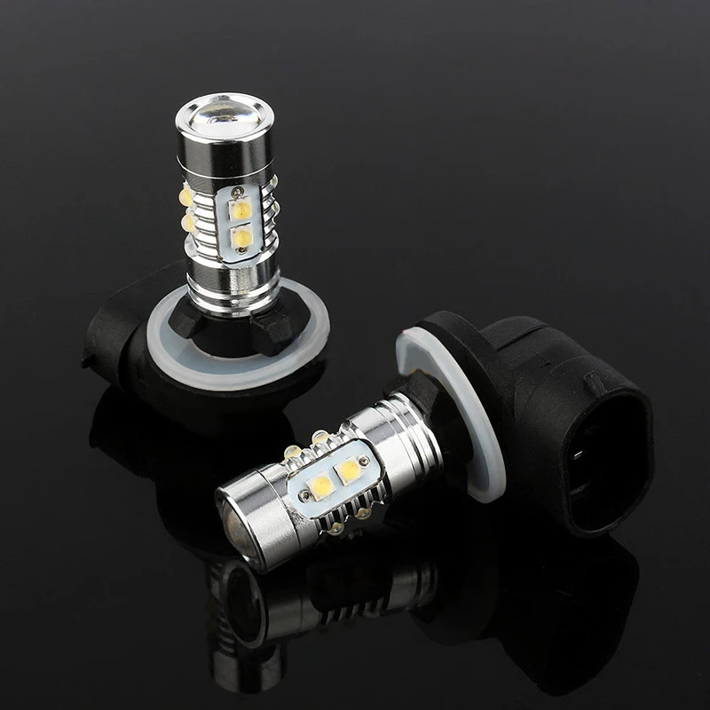 2x Car 10 LEDs Fog Lights Replacement Bulb White Lamp DC 12V 50W H27 Bright 10 LED Fog for drl Headlight Hot 2x