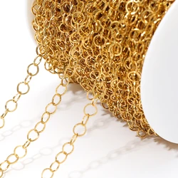 2 Meters Gold Color Stainless Steel Polishing O-Ring Chain for DIY Jewelry Making Findings Materials Handmade Necklace Supplies